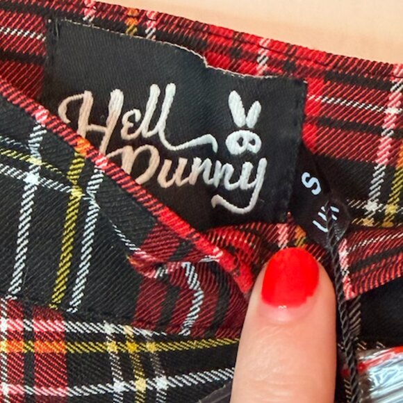 NWT Hell Bunny Red and Green Plaid Tartan Skirt Size Small size UK 10 - Picture 5 of 8